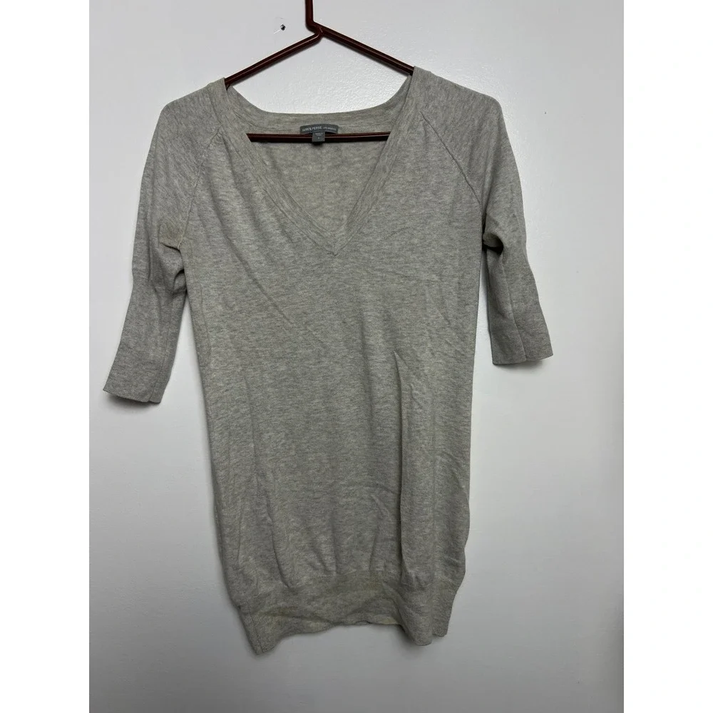James Perse Women's 3/4 Sleeve Casual Pullover Terry Sweatshirt Dress 2 S Gray‎